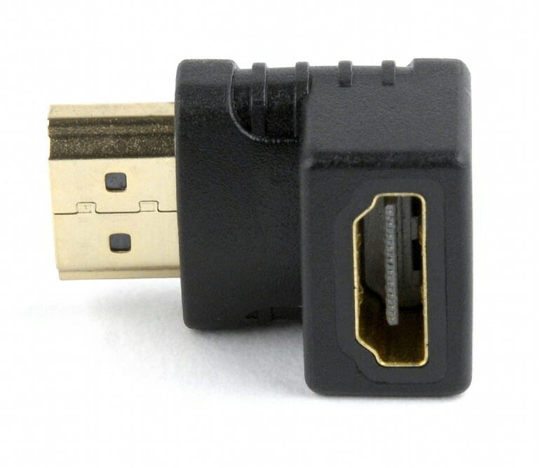 Адаптер Cablexpert HDMI - HDMI (M/F), угол 90 градусов, черный (A-HDMI90-FML) пакет