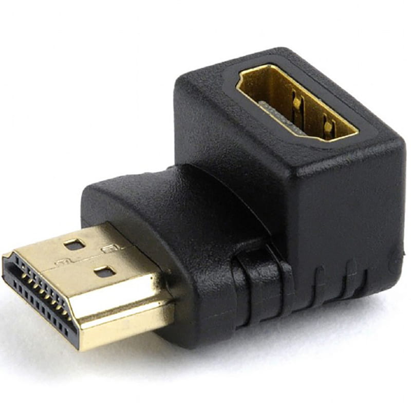 Адаптер Cablexpert HDMI - HDMI (M/F), угол 90 градусов, черный (A-HDMI90-FML) пакет