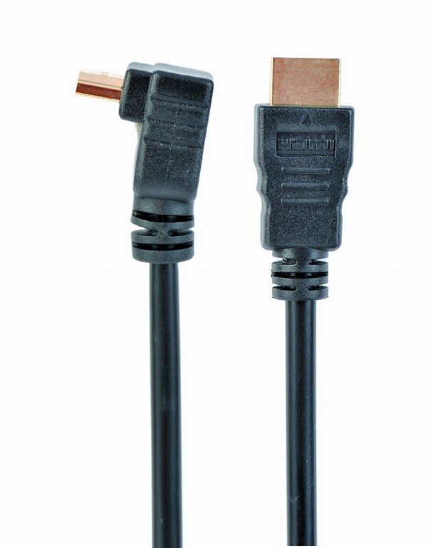Кабель Cablexpert HDMI - HDMI V 1.4 (M/M), вилка/угловая вилка, 3 м, черный (CC-HDMI490-10) пакет