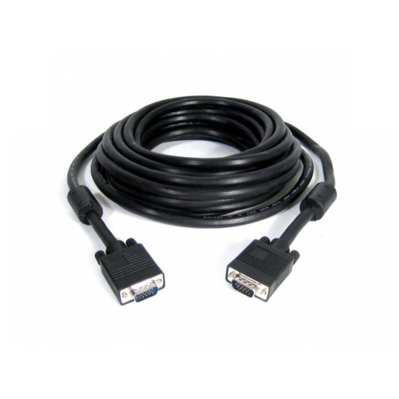Кабель Cablexpert VGA - VGA (M/M), HD15, с 2-мя фер. кольцами, черный, 20 м (CC-PPVGA-20M-B) пакет