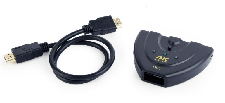 Переключатель HDMI-интерфейса Cablexpert HDMI - 3хHDMI V 1.4 (M/F), 0.5 м, черный (DSW-HDMI-35) блистер
