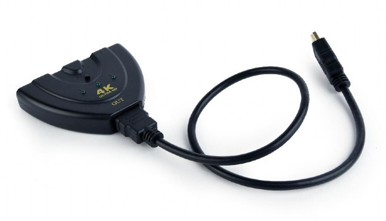 Переключатель HDMI-интерфейса Cablexpert HDMI - 3хHDMI V 1.4 (M/F), 0.5 м, черный (DSW-HDMI-35) блистер