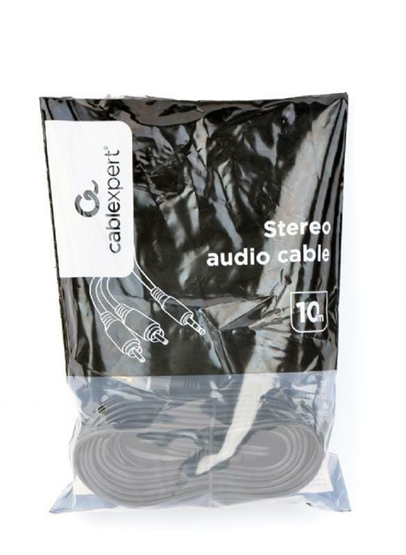 Аудио-кабель Cablexpert 2хRCA - 3.5 мм (M/M), 10 м, черный (CCA-352-10M)