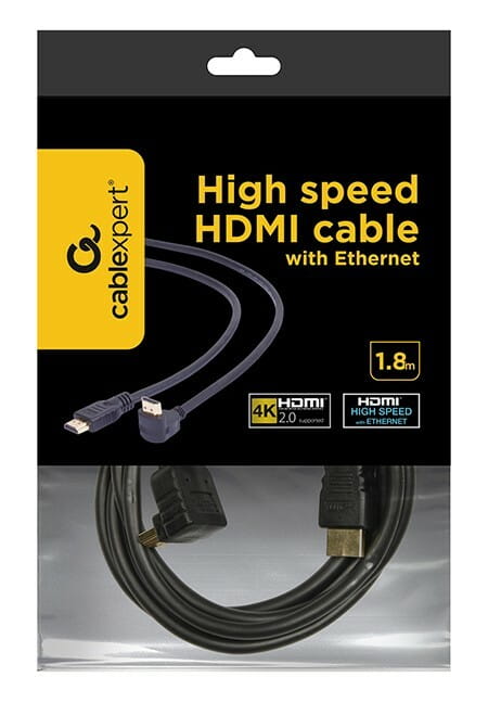 Кабель Cablexpert (CC-HDMI490-6) HDMI-HDMI v.2.0, вилка/угловая вилка 1.8м Black