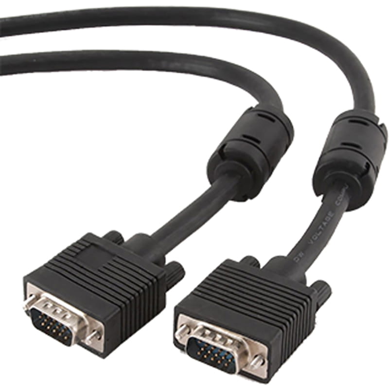 Кабель Cablexpert VGA - VGA (M/M), HD15, с 2-мя фер. кольцами, черный, 10 м (CC-PPVGA-10M-B) пакет