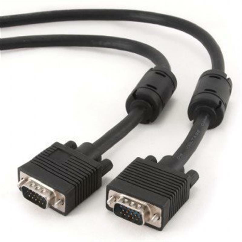 Кабель Cablexpert VGA - VGA (M/M), HD15, з 2-ма фер. кільцями, чорний, 5 м (CC-PPVGA-5M-B) пакет