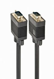 Кабель Cablexpert VGA - VGA (M/M), HD15, с 2-мя фер. кольцами, черный, 5 м (CC-PPVGA-5M-B) пакет