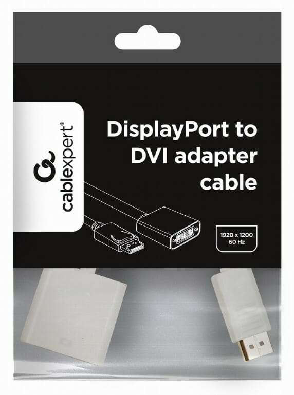 Адаптер Cablexpert DisplayPort - DVI (M/F), 0.1 м, білий (A-DPM-DVIF-002-W) пакет