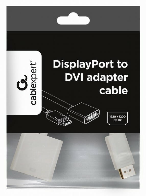 Адаптер Cablexpert DisplayPort - DVI (M/F), 0.1 м, белый (A-DPM-DVIF-002-W) пакет