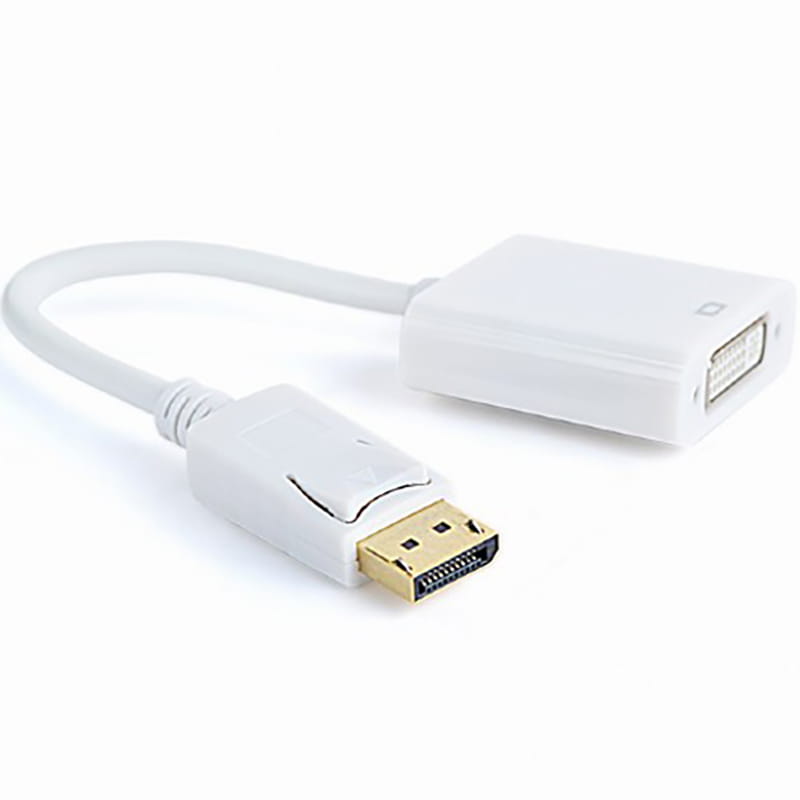 Адаптер Cablexpert DisplayPort - DVI (M/F), 0.1 м, белый (A-DPM-DVIF-002-W) пакет