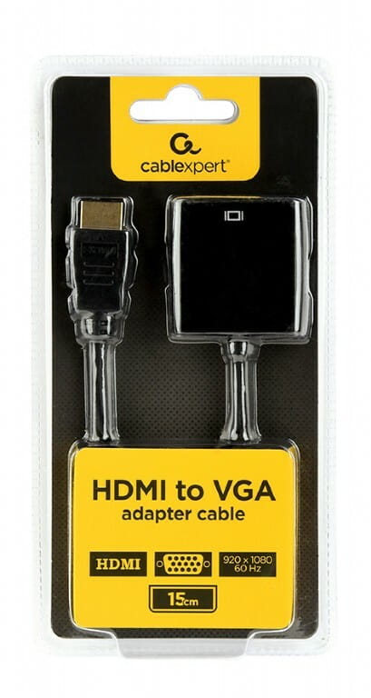 Адаптер Cablexpert HDMI - VGA V 1.4 (M/F), 0.15 м, черный (A-HDMI-VGA-04) блистер