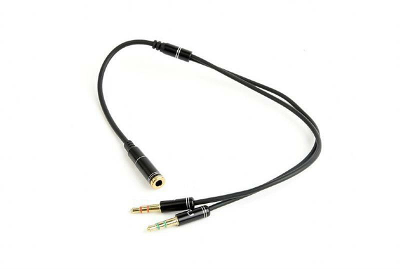 Аудіо-кабель Cablexpert 3.5 мм - 2х3.5 мм (M/F), 0.2 м, чорний (CCA-418M)