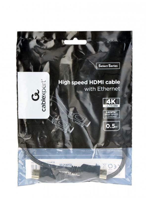 Кабель Cablexpert HDMI - HDMI v.2.0, вилка/вилка, 0.5 м Black (CC-HDMI4L-0.5M)