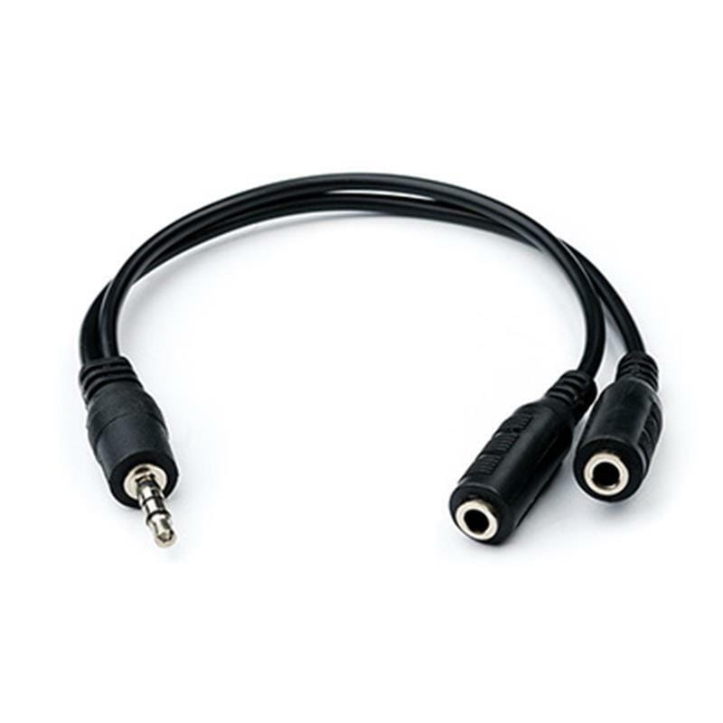 Аудіо-кабель Atcom 3.5 мм - 2х3.5 мм (M/F), 0.1 м, чорний (16850) пакет