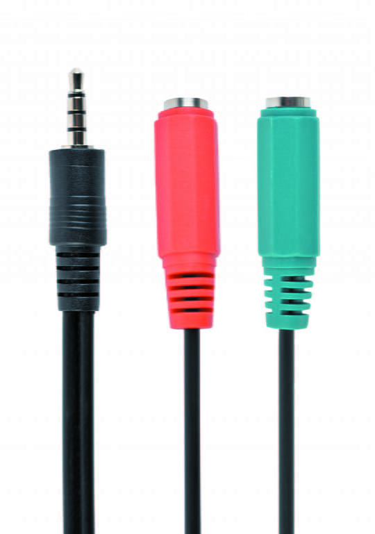 Аудіо-кабель Cablexpert 3.5 мм - 2х3.5 мм (M/F), 0.2 м, Black (CCA-417)