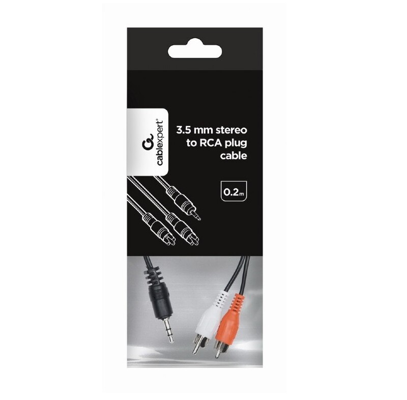 Аудио-кабель Cablexpert 3.5 мм - 2хRCA (M/M), 0.2 м, Black (CCA-458/0.2)