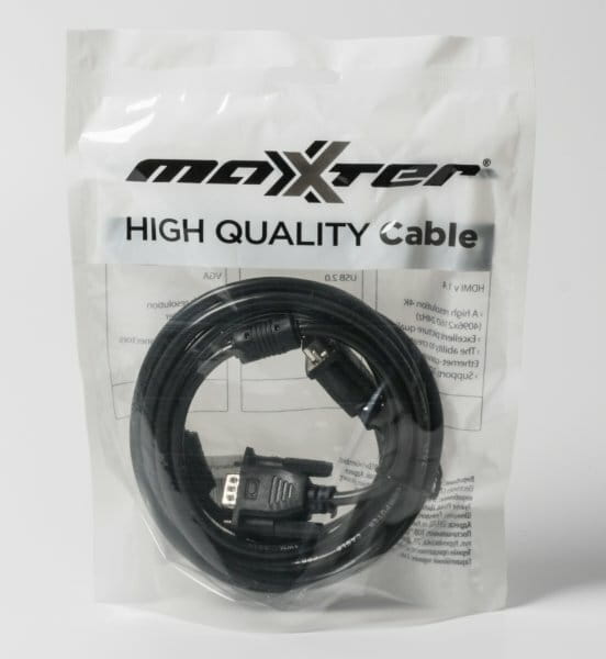 Кабель Maxxter VGA - VGA (M/M), HD15, 3+4C, с 2-мя ферритами, 3 м, черный (V-VGA-10) пакет