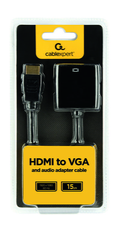 Адаптер Cablexpert HDMI - VGA V 1.4 (M/F), 0.15 м, Black (A-HDMI-VGA-03)