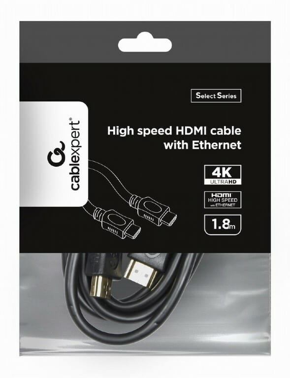 Кабель Cablexpert HDMI - HDMI V 2.0  (M/M),  4K, 1.8 м, чорний (CC-HDMI4L-6) пакет