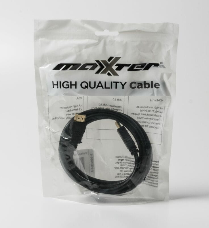 Кабель Maxxter HDMI - HDMI V 1.4 (M/M), 1.8 м, черный (V-HDMI4-6) пакет