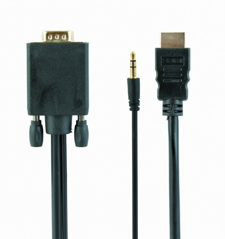 Кабель Cablexpert HDMI - VGA+3.5 мм V 1.4 (M/M), 1.8 м, черный (A-HDMI-VGA-03-6) пакет
