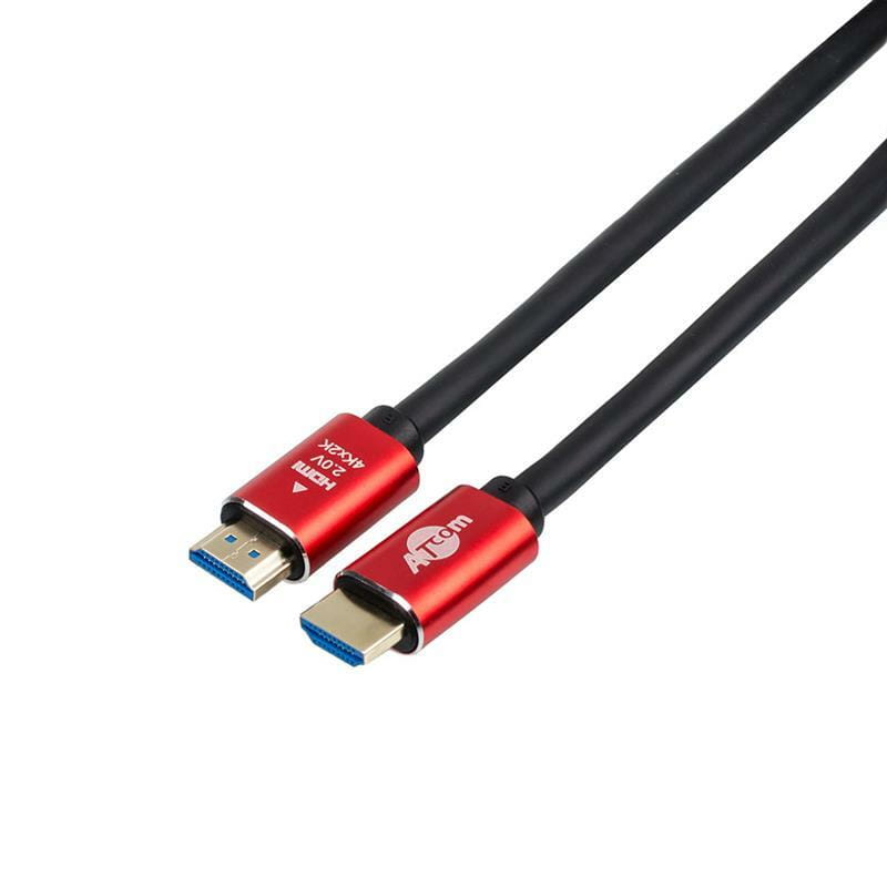 Кабель Atcom HDMI - HDMI V 2.0 (M/M), 4K, 2 м, черный/красный (24942) пакет