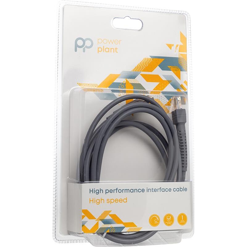 Кабель PowerPlant Coilded RJ45 to RS232 USB (CA911905), 1 м,  сірий