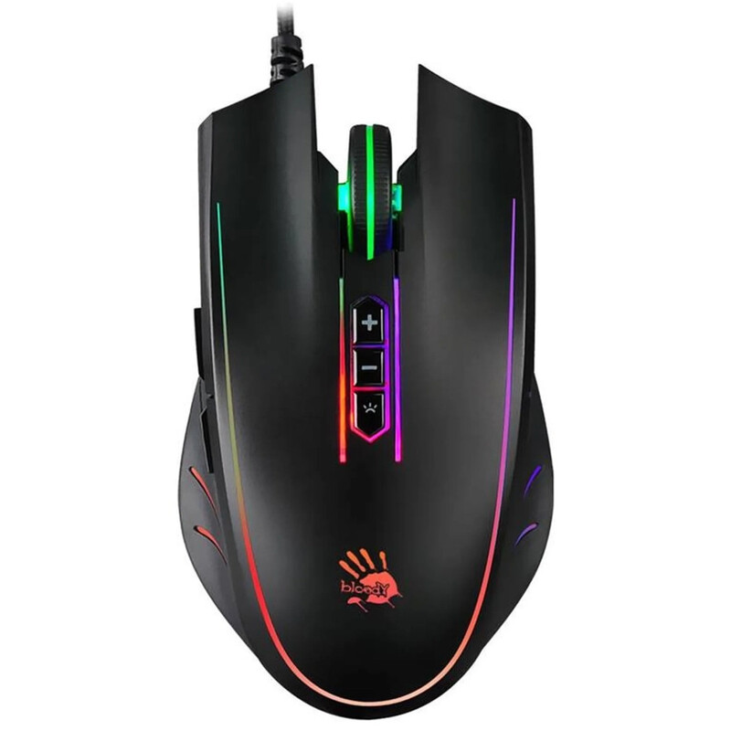 Миша Bloody Q81 Neon XGlide Curve Black