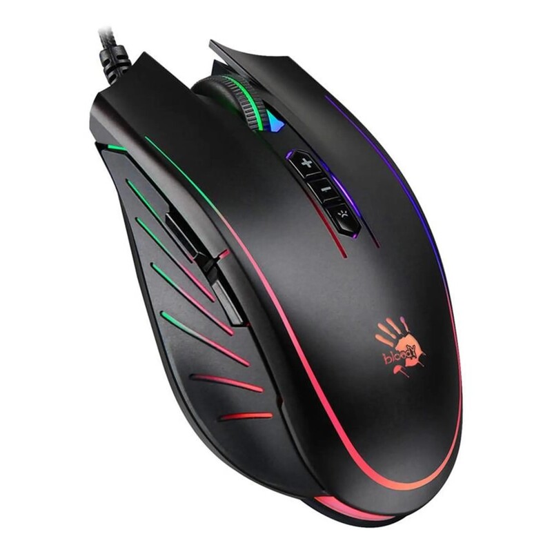 Миша Bloody Q81 Neon XGlide Curve Black