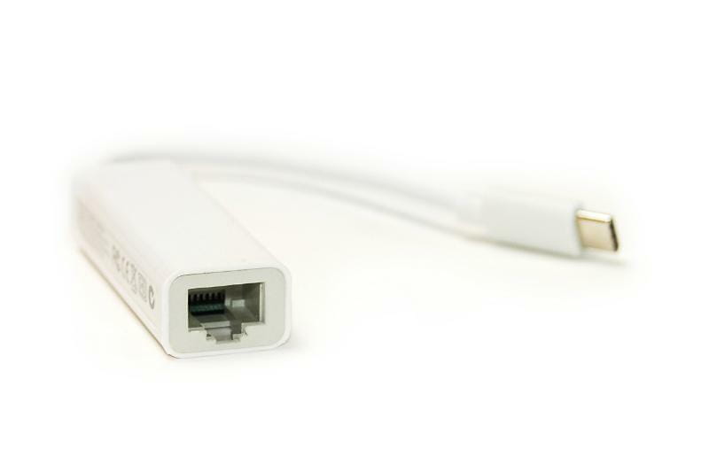 Адаптер PowerPlant USB Type-C - RJ45 (M/F), 0.12 м, White (DV00DV4067)
