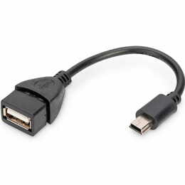 Адаптер Digitus USB 2.0 (AF/miniB) OTG 0.2m, black (AK-300310-002-S)