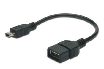 Адаптер Digitus USB 2.0 (AF/miniB) OTG 0.2m, black (AK-300310-002-S)