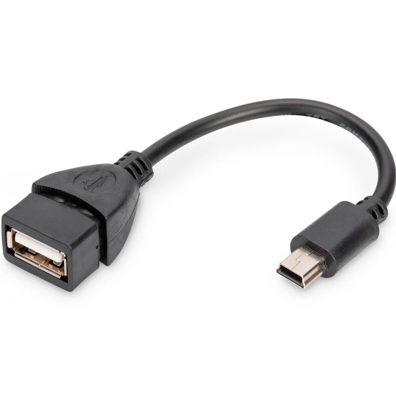 Адаптер Digitus USB 2.0 (AF/miniB) OTG 0.2m, black (AK-300310-002-S)