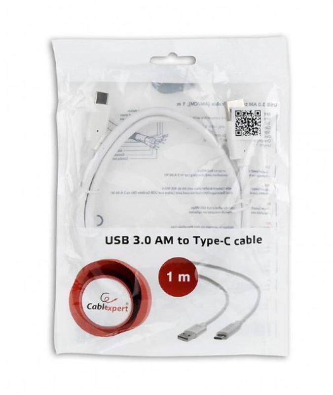 Кабель Cablexpert USB - USB Type-C V 3.0 (M/M) , 1 м, белый (CCP-USB3-AMCM-1M-W)