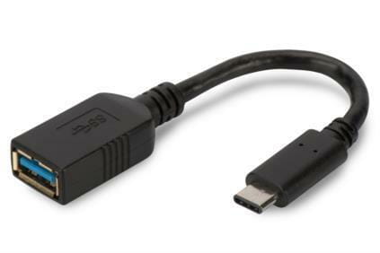 Адаптер Digitus USB 2.0 (AF/Type-C) OTG 0.15m, Black (AK-300315-001-S)