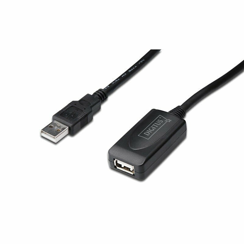 Кабель Digitus USB 2.0 (AM/AF) 25.0m, активний, Black (DA-73103)