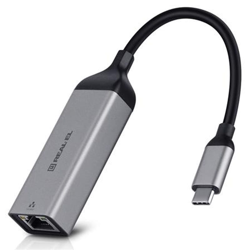 Адаптер REAL-EL CE-150 USB Type-C - RJ45 (M/F), 0.1 м, Black (EL123110004)