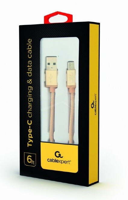 Кабель Cablexpert USB - USB Type-C V 2.0 (M/M), 1.8 м, золотистый (CCB-mUSB2B-AMCM-6-G)