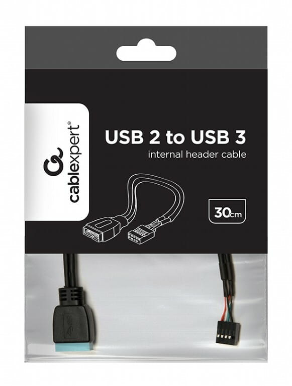 Кабель Cablexpert USB 2.0 9-pin - USB 3.0 19-pin (F/M), 0.15 м, внутренний, черный (CC-U3U2-01)