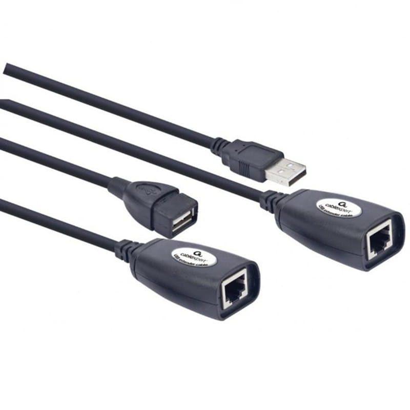 Кабель Cablexpert USB - RJ-45 (M/F), удлинитель USB 2.0 по витой паре, до 30 м, черный (UAE-30M)