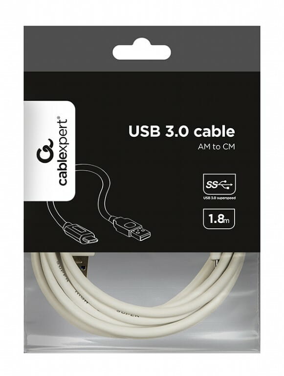 Кабель Cablexpert USB - USB Type-C V 3.0 (M/M), 1.8 м, белый (CCP-USB3-AMCM-6-W)