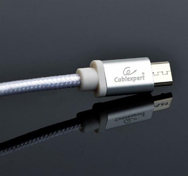 Кабель Cablexpert USB - micro USB V 2.0 (M/M), 1.8 м, серебристый (CCB-mUSB2B-AMBM-6-S)