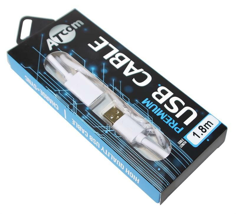 Кабель Atcom USB - USB V 2.0 (M/F), удлинитель, 1.8 м, White + Gold Plated (13425) блистер