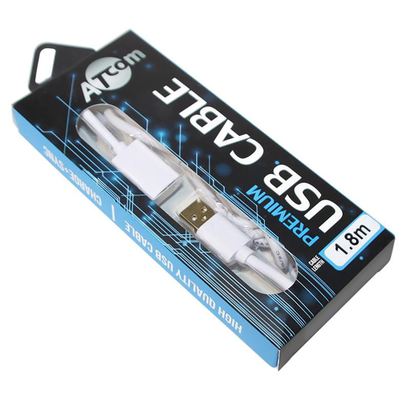 Кабель Atcom USB - USB V 2.0 (M/F), удлинитель, 1.8 м, White + Gold Plated (13425) блистер