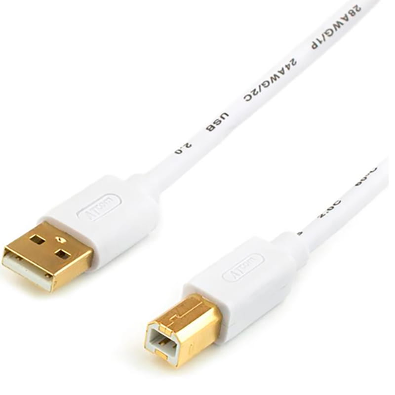 Кабель Atcom USB - USB Type-B V 2.0 (M/M), 1.8 м, феррит, белый (3795) пакет