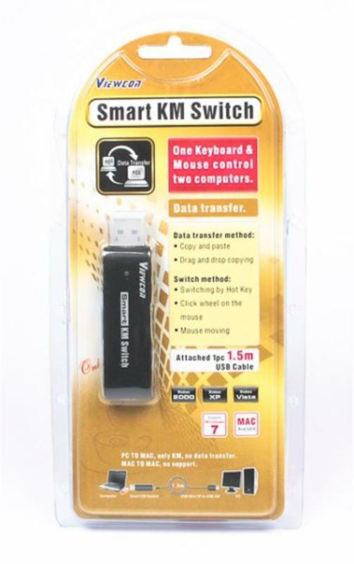 Адаптер-переключатель Viewcon VE679 Smart KM Switch, USB - mini USB (M/F), Black, 1.5 м