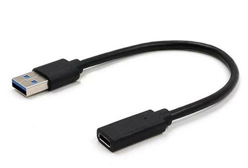 Адаптер Cablexpert USB - USB Type-C V 3.0 (M/F), 0.1 м, черный (A-USB3-AMCF-01)