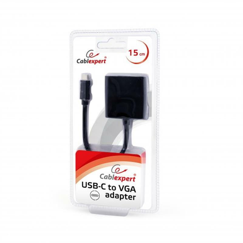 Адаптер Cablexpert USB Type-C - VGA (M/F), 0.15 м, чорний (AB-CM-VGAF-01)