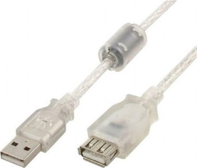 Кабель Cablexpert USB - USB V 2.0 (M/F), 1.8 м, ферритовый фильтр, белый (CCF-USB2-AMAF-TR-6)