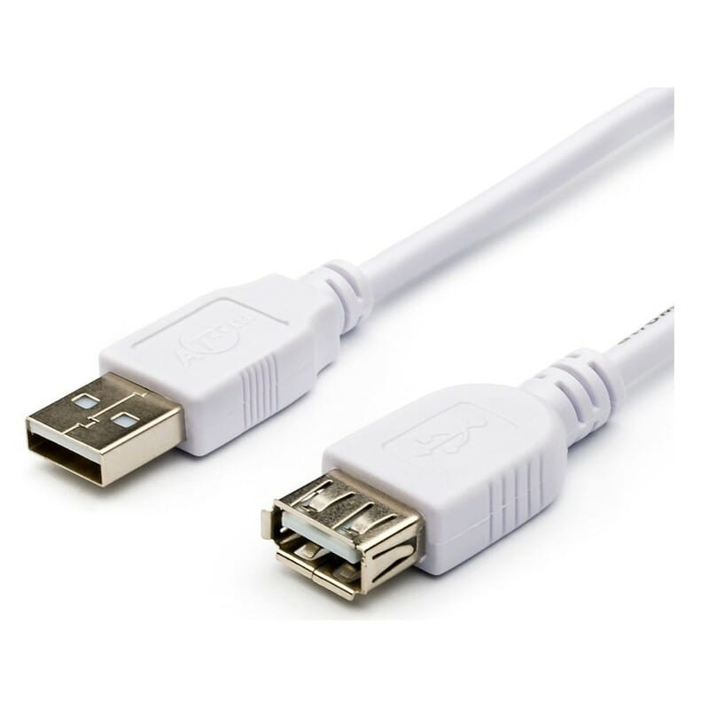 Кабель Atcom USB - USB V 2.0 (M/F), удлинитель, 0.8 м, белый (3788)